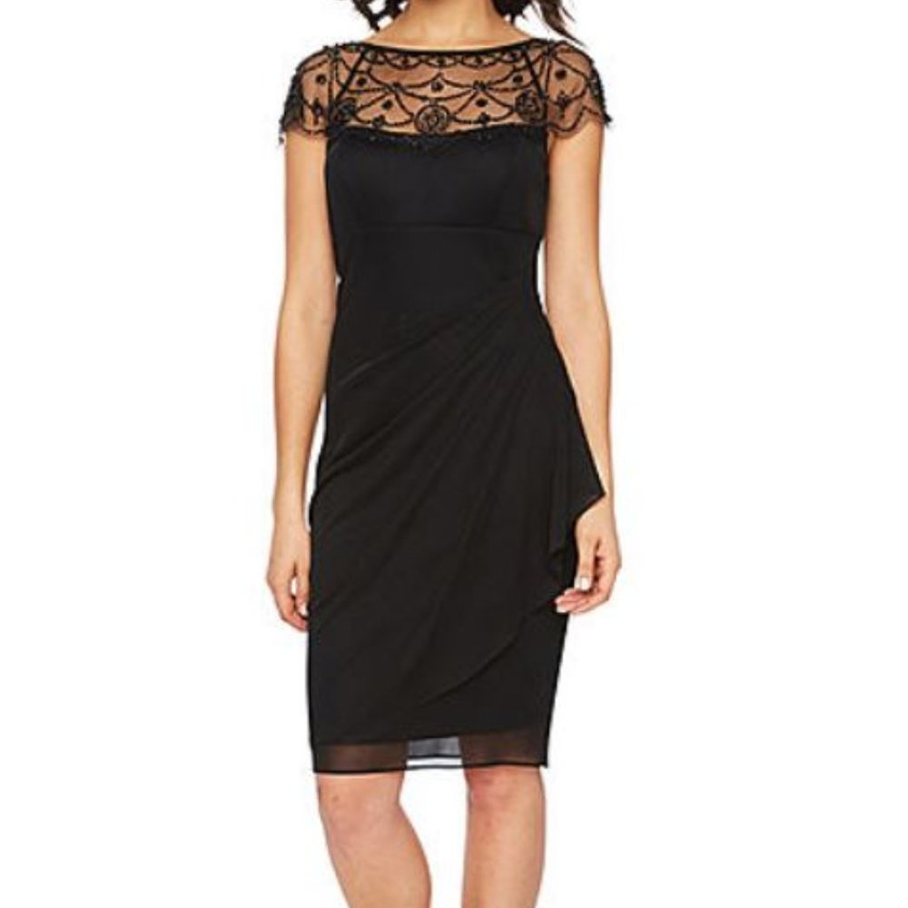 Stunning Cap Sleeve Beaded Neck Sheath Dress - NWT